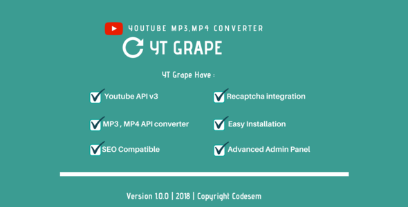 Ytgrape - Youtube Mp3 Mp4 Converter PHP Script